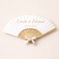 Load image into Gallery viewer, Éventail mariage personnalisé en bois de bambou et papier épais pour cérémonie en extérieur

