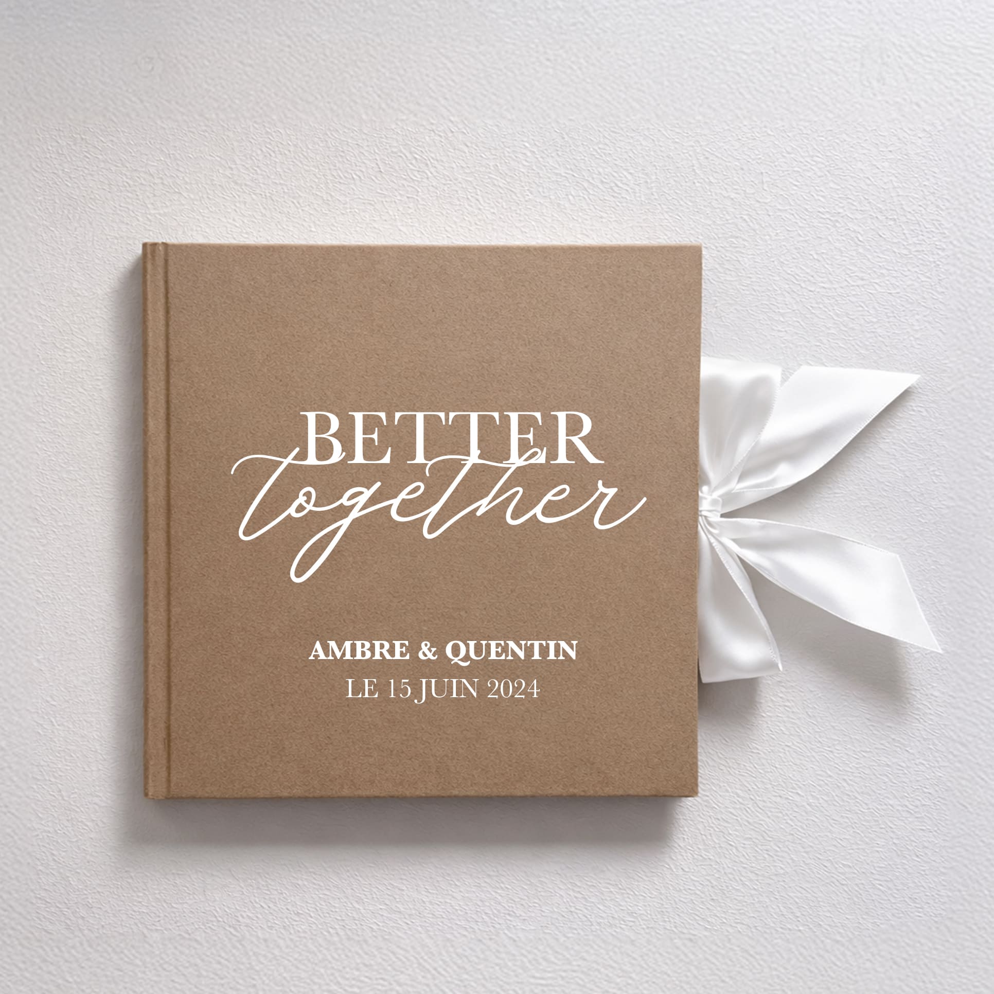 Livre d’or mariage message d’amour avec ruban satin