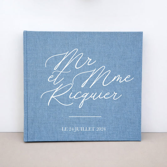 Livre d’or mariage romantique moderne en lin