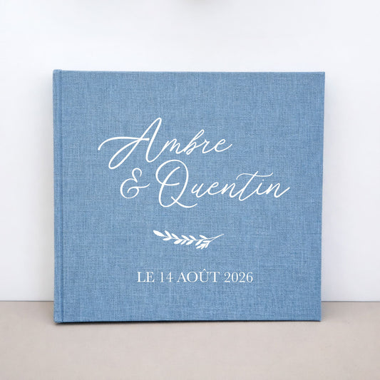 Livre d’or mariage naturel avec typographie douce et élégante