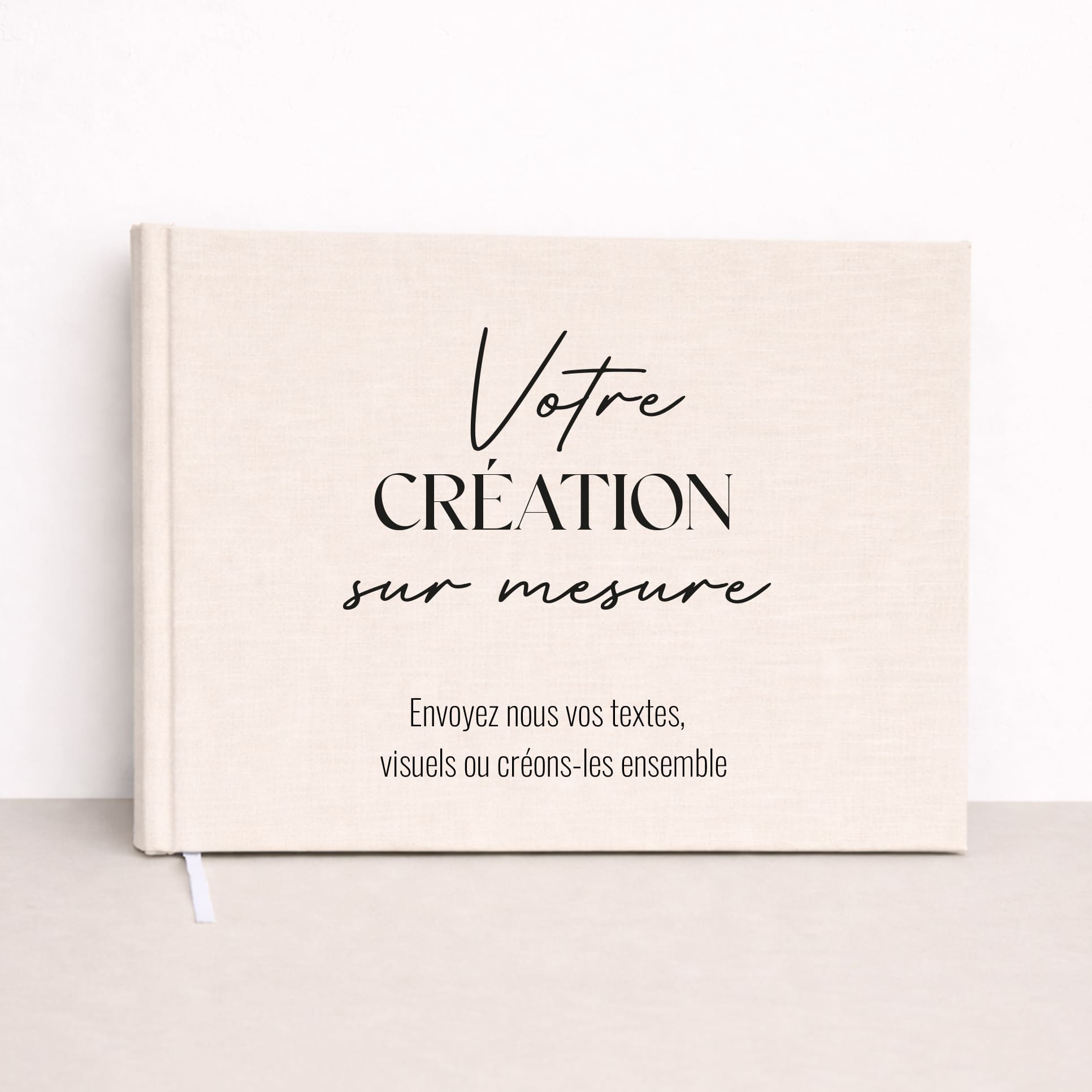 Livre d’or de mariage sur mesure en lin beige format 20x25 cm