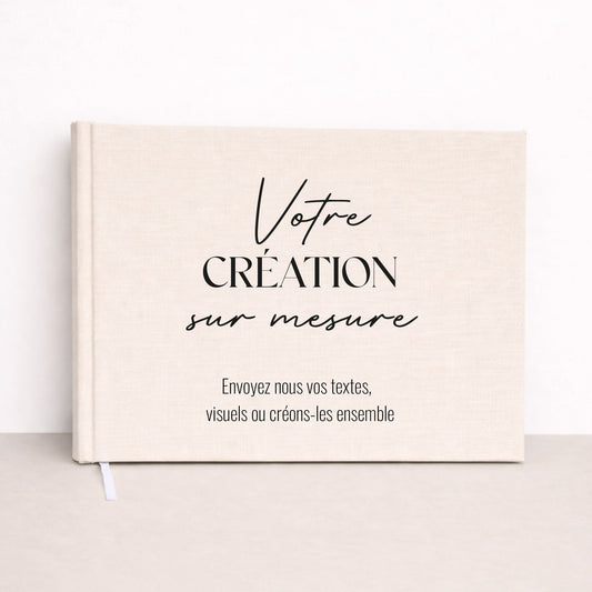 Livre d’or de mariage sur mesure en lin beige format 20x25 cm