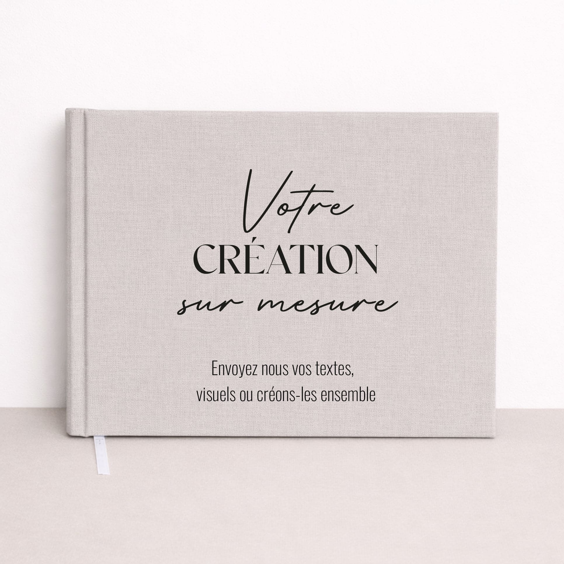 Livre d’or personnalisé avec logo ou visuel des mariés sur couverture en lin