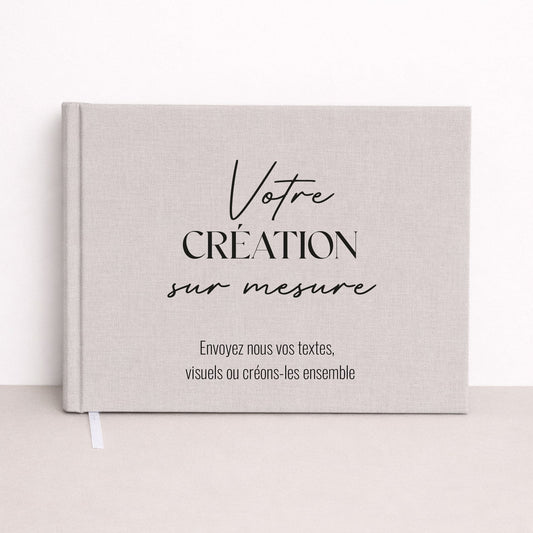 Livre d’or personnalisé avec logo ou visuel des mariés sur couverture en lin