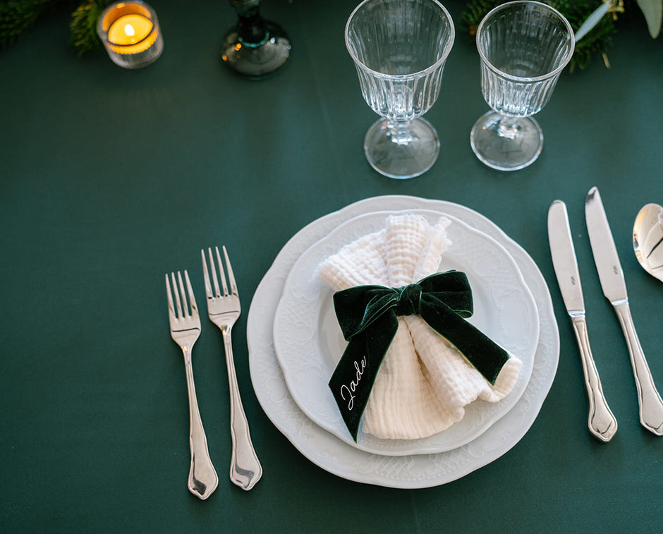 Rubans et nœuds en velours personnalisés pour mariage de Noël.
