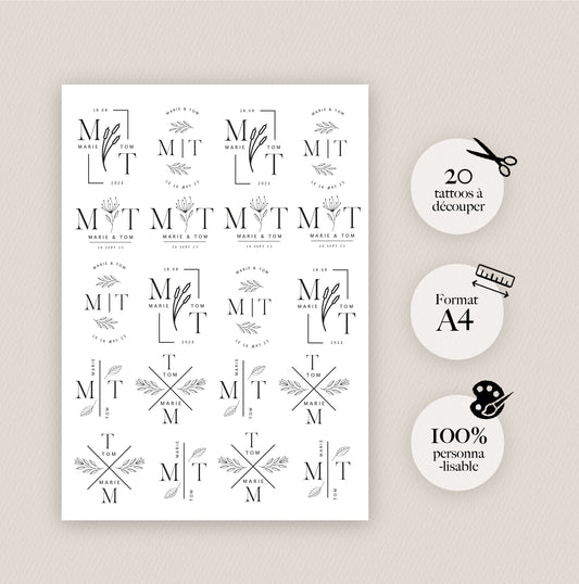 Détail de tatouages mariage avec mots d’amour et textes iconiques